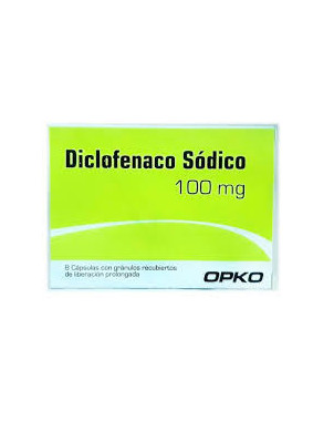 Diclofenaco Sódico 100 mg x 8 cap