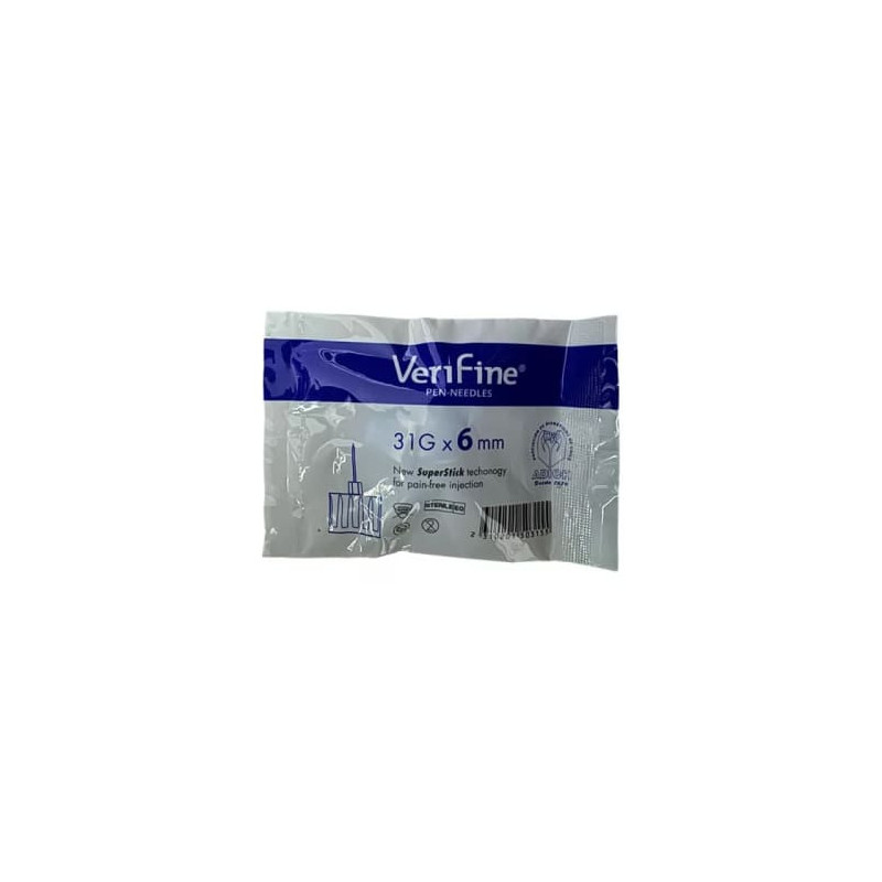 Agujas Para Lapiz Verifine 31G 6 mm 1 Bolsa Con 5 Unidades   VENCE 09/2026
