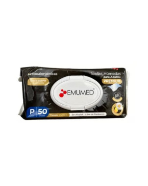 Toallitas Humedas Premium Para Adultos 50 Unidades Emumed