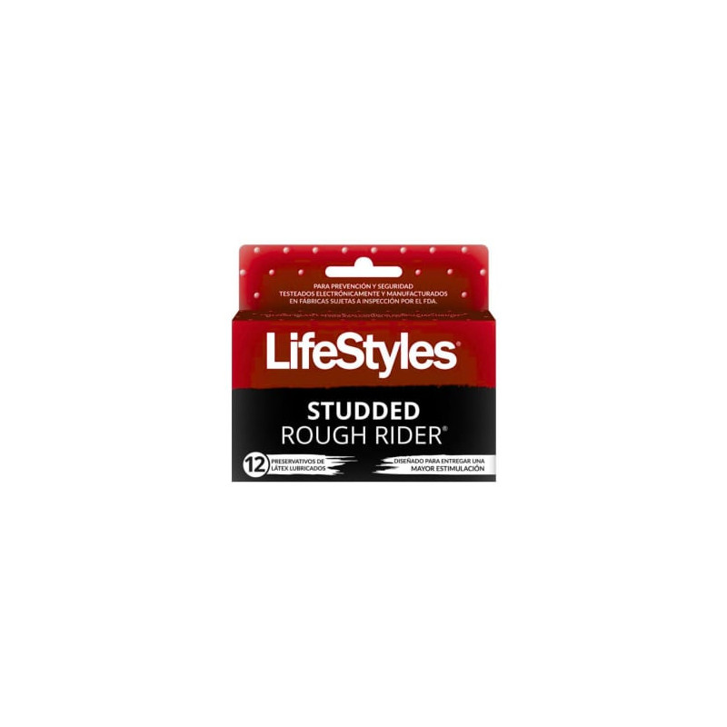 Preservativos Lifesyle Studded Rough Rider 12 Unidades