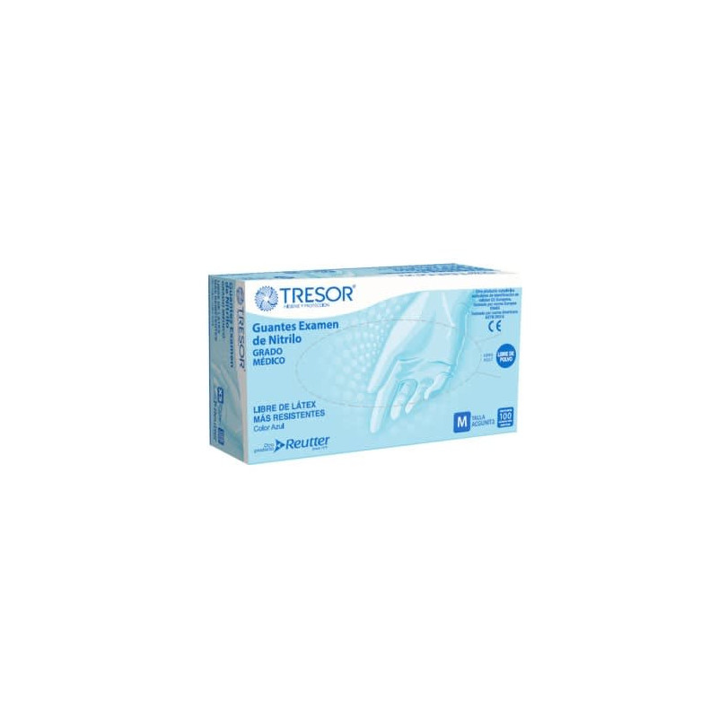 Guante de Nitrilo S/P Azul Talla M 100 Unidades Tresor