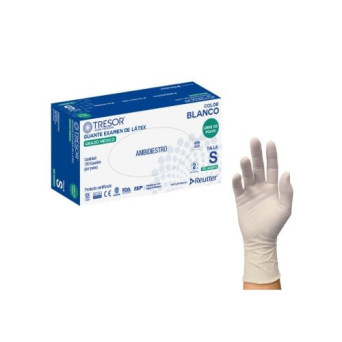 Guante De Latex Talla S Blanco 100 Unidades S/Polvo Tresor