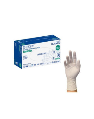 Guante De Latex Talla S Blanco 100 Unidades S/Polvo Tresor