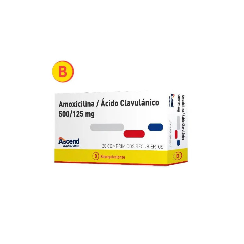 Amoxicilina + Acido Clavulanico 500/125 x 20 Comp Lab Ascend