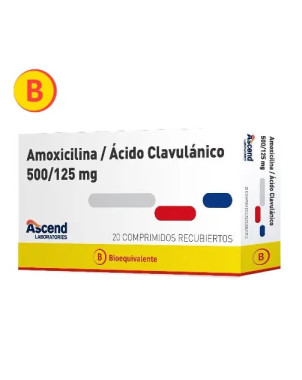 Amoxicilina + Acido Clavulanico 500/125 x 20 Comp Lab Ascend