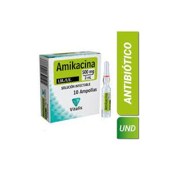 Amikacina Solucion Inyectable 500 mg 2 ml 1 ampolla