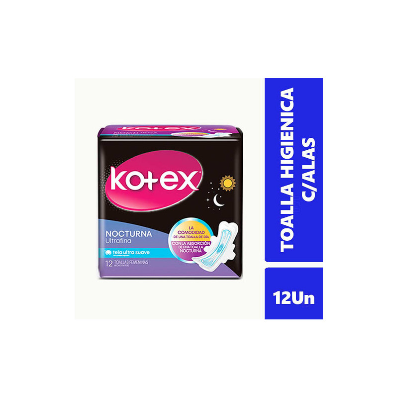 Kotex Toalla Higiénica Nocturna Ultrafina 12 Unidades
