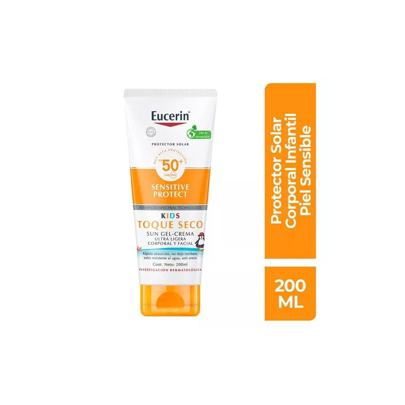 Eucerin Sun Kids Sensitive Protect Toque Seco Gel Crema FPS 50+ 200 mL