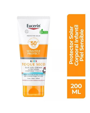 Eucerin Sun Kids Sensitive Protect Toque Seco Gel Crema FPS 50+ 200 mL