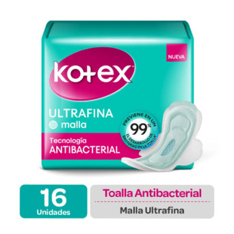 Kotex Toalla Higienica Ultrafina Tela Malla 16 Unidades