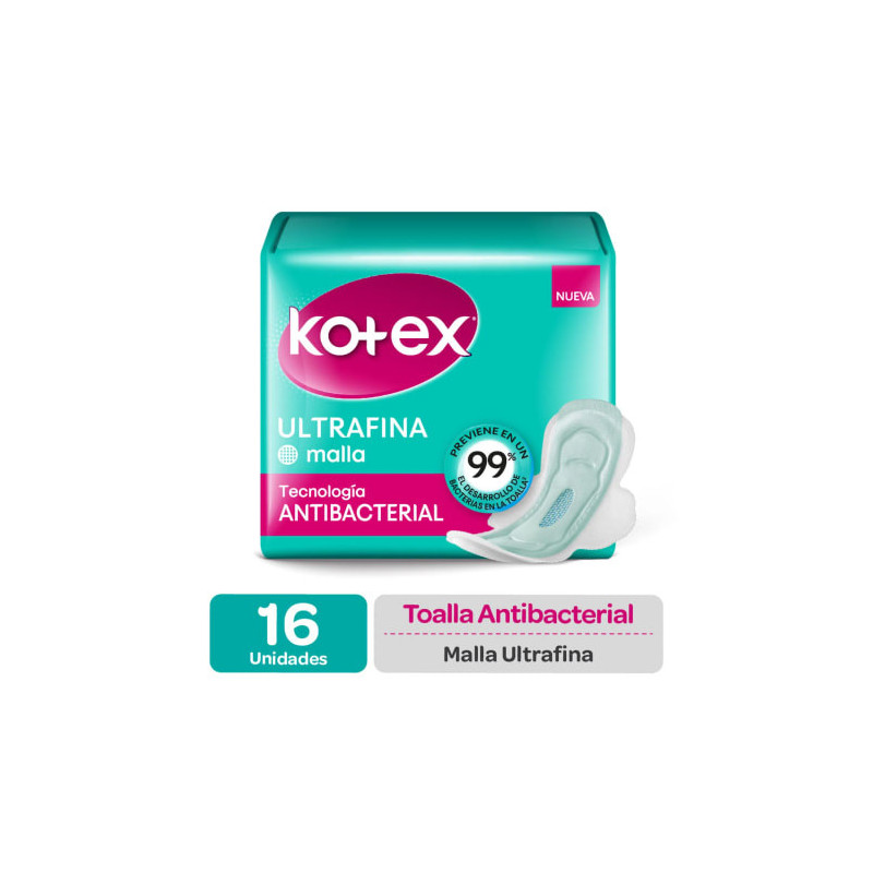 Kotex Toalla Higienica Ultrafina Tela Malla 16 Unidades