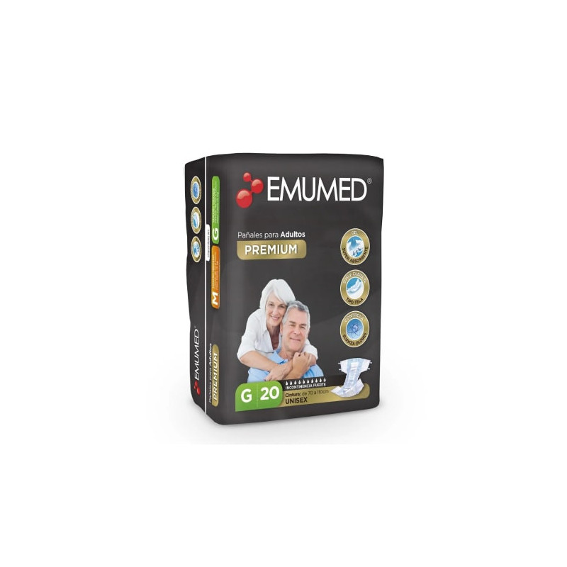 Pañales Para Adulto Premium Talla G 20 Un. Emumed