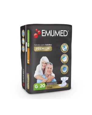 Pañales Para Adulto Premium Talla G 20 Un. Emumed