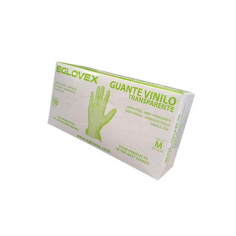 Guante Vinilo Eglovex Talla M 100 Unidades