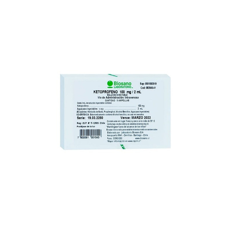 Ketoprofeno 100 mg/2mL 5 ampollas