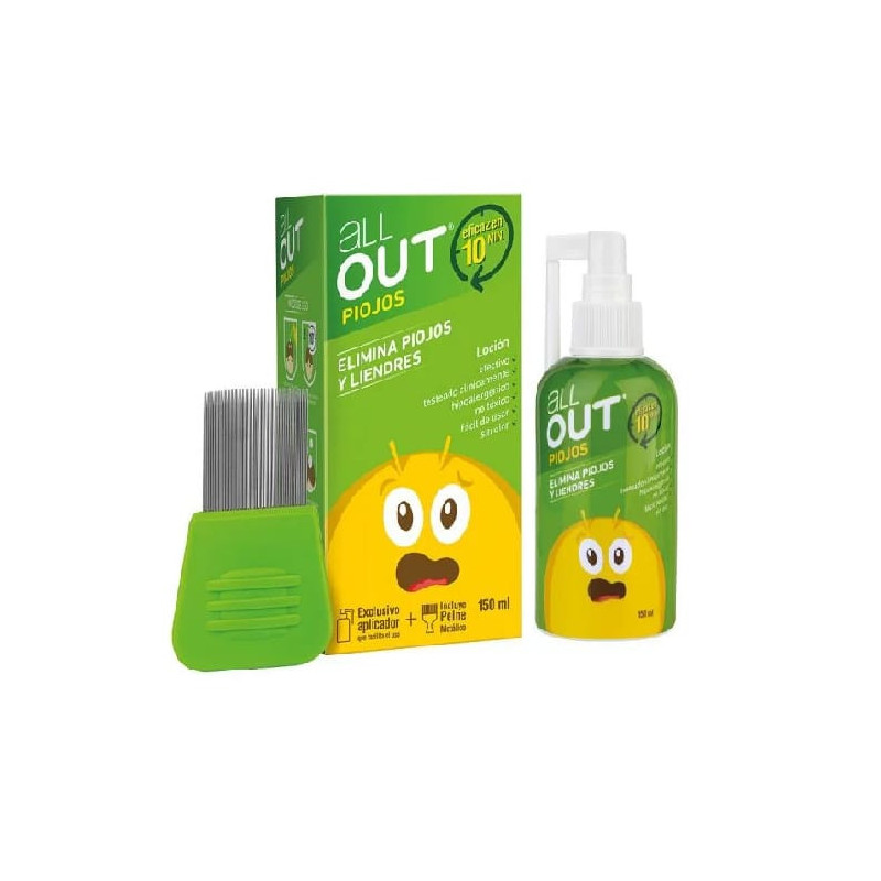 All Out Locion Elimina Piojos y Liendres 150 ml incluye Peine