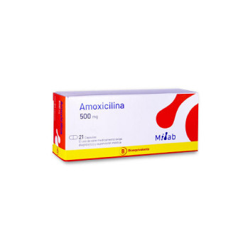 Amoxicilina 500 mg 21 Caps. Laboratorio Milab