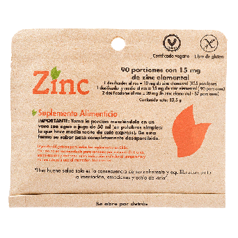Zinc 90 Porciones De 15 Mg  Dulzura Natural