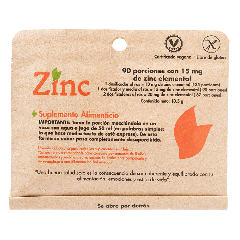 Zinc 90 Porciones De 15 Mg  Dulzura Natural