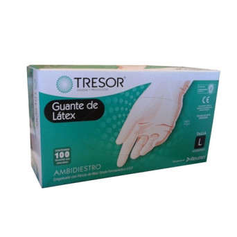 Guante De Latex Talla L Blanco 100 Unidades S/Polvo Tresor