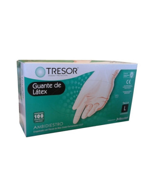 Guante De Latex Talla L Blanco 100 Unidades S/Polvo Tresor