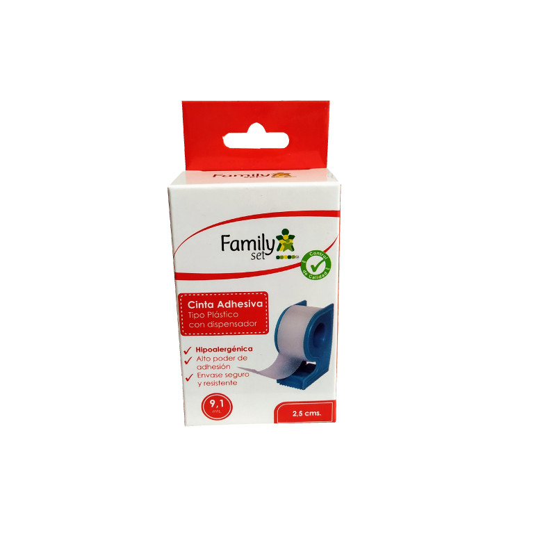 Family Set Cinta Adhesiva Tipo Plástico 1.25cm x 9.1 m Con Dispensador