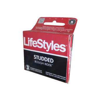 Preservativos Lifesyle Studded Rough Rider 3 Unidades