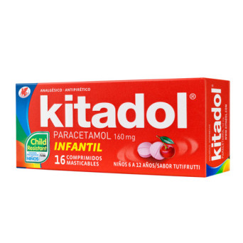 Kitadol Infantil 160 Mg 16 Comp Masticables